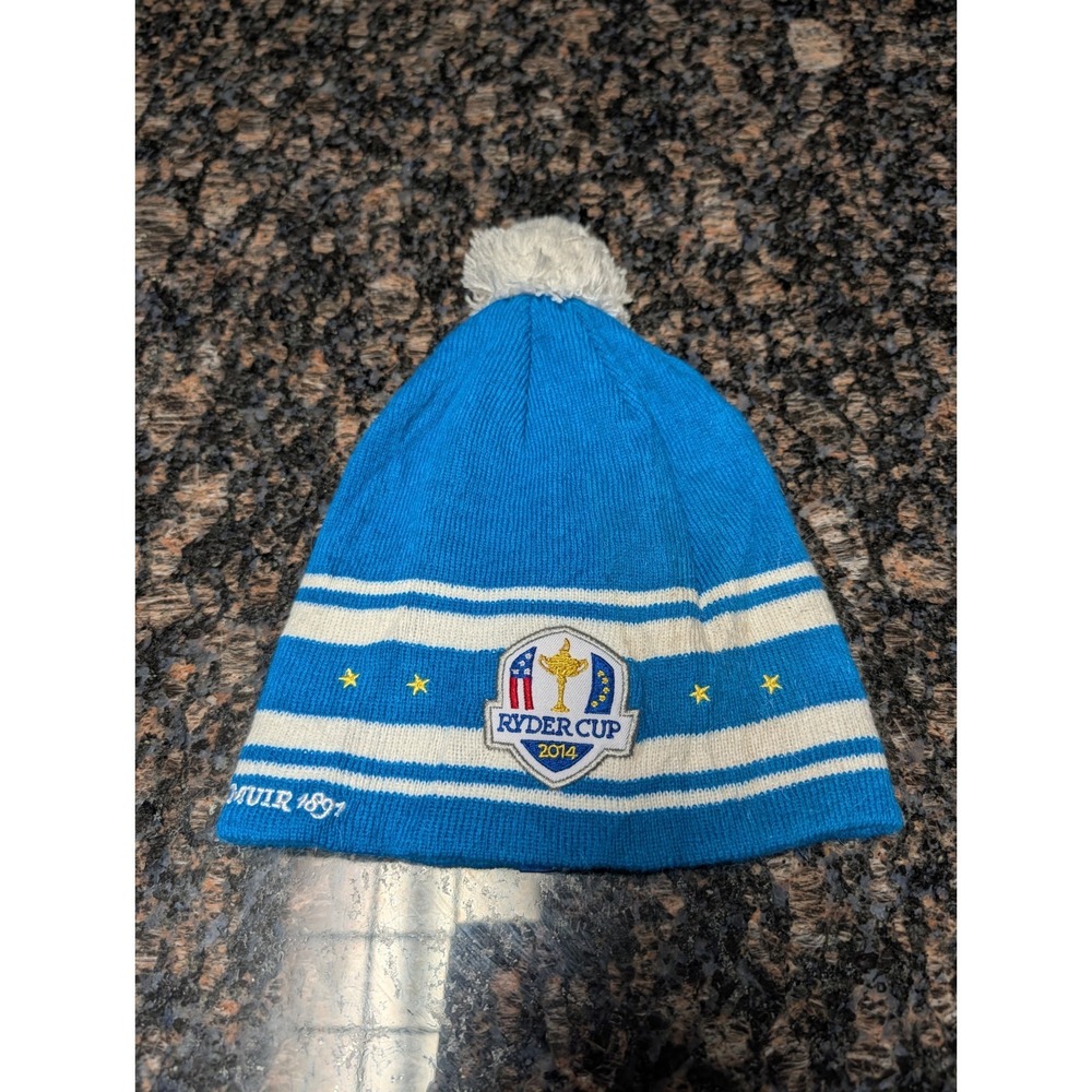 2014 Ryder Cup Winter Beanie w/ Pom Pom | Blue & White | Glenmuir 1891